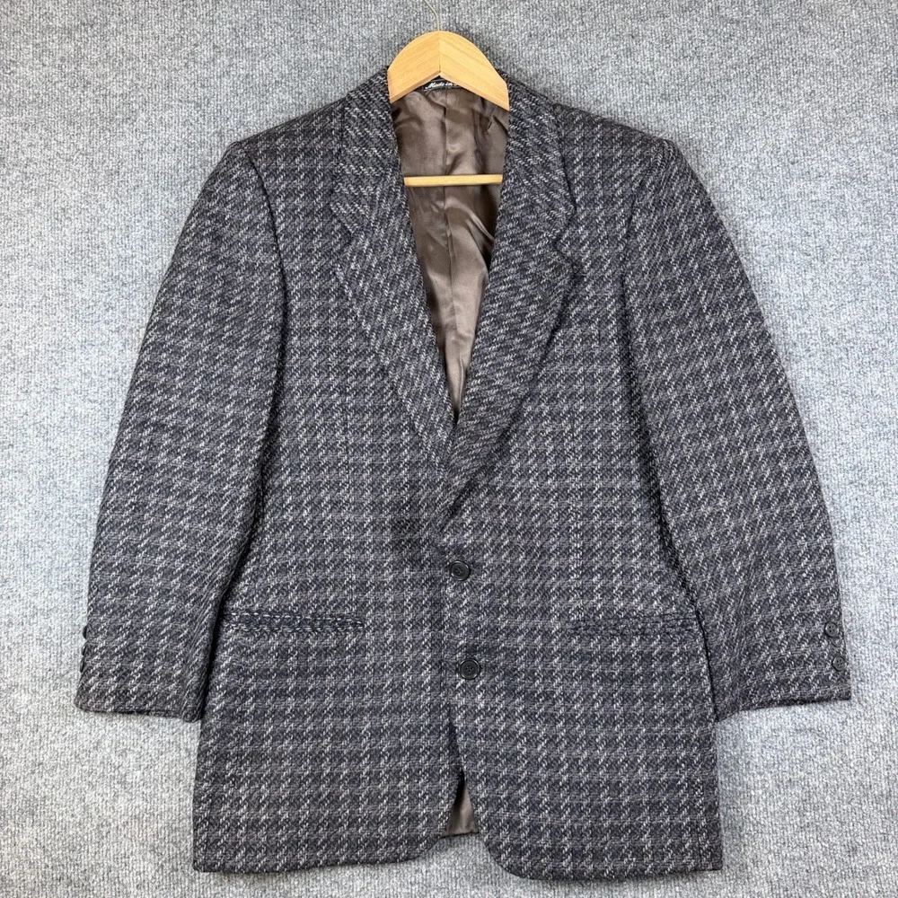 Vintage Mani Giorgio Armani Blazer Mens 38S Gray Purple Tweed Wool Made in Italy